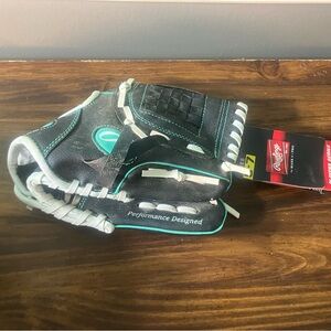 Rawlings Black and Teal Baseball Glove left hand,10in,youth players series